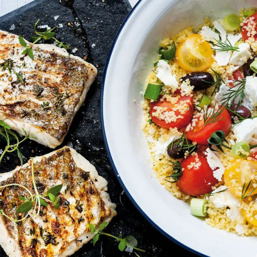 Grillet kulmule med blomkålscouscous