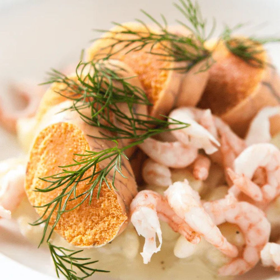 Torskerogn med blomkål og rejer