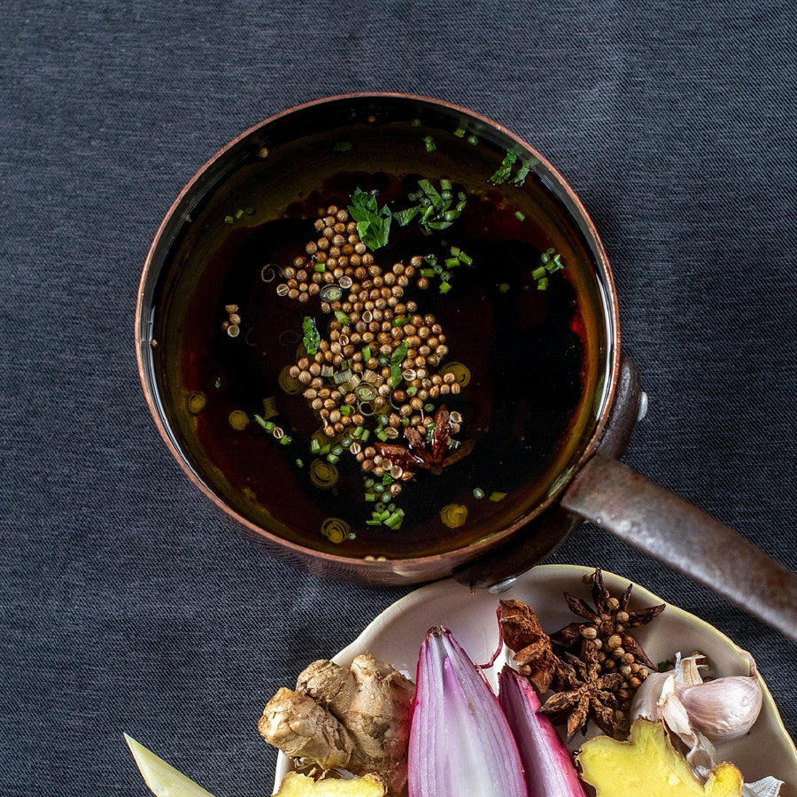 Orientalsk marinade med brunet smør